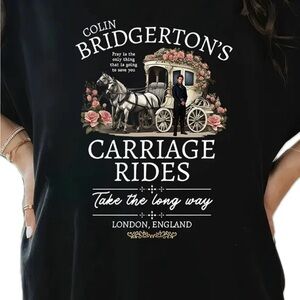 NEW Women XXL 2X Penelope & Colin Bridgerton Season 3 Tee Shirt Carriage Scene!